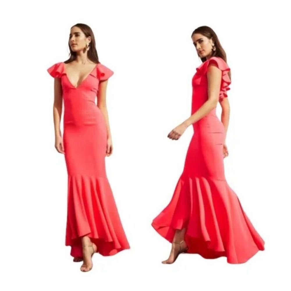 Sachin & Babi Dress Gown Size 10 Pink Ruffled Mason Mermaid Hem Prom Coquette